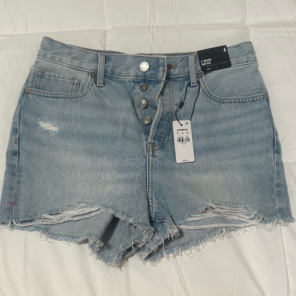 High rise denim shorts